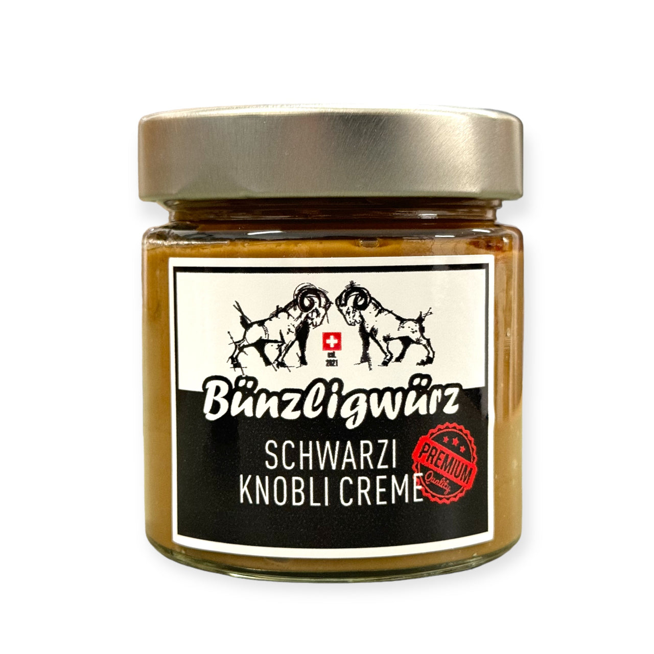 Schwarzi Knobli Creme - Confierte Knoblauch Creme mit Fermentierten Knoblauch, milder Knoblauch geschmack, begleitet von einer erdigen Note. Dipp Saucen und Knoblauch Brot auf anderem Level